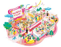 イベント会場の広告物イラスト。