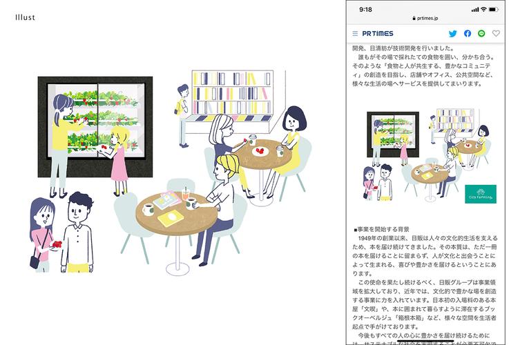   ビルの中でいちご狩りができる、「City Farmimng」事業のロゴとイラスト