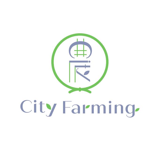   ビルの中でいちご狩りができる、「City Farmimng  」事業のロゴとイラスト
